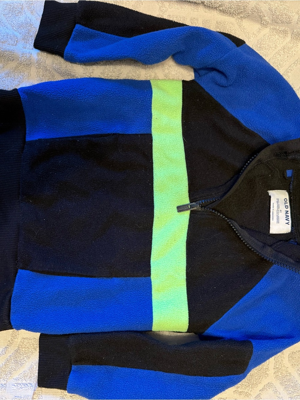 Old Navy Black, Blue & Lime Quarter-Zip Kids Pullover